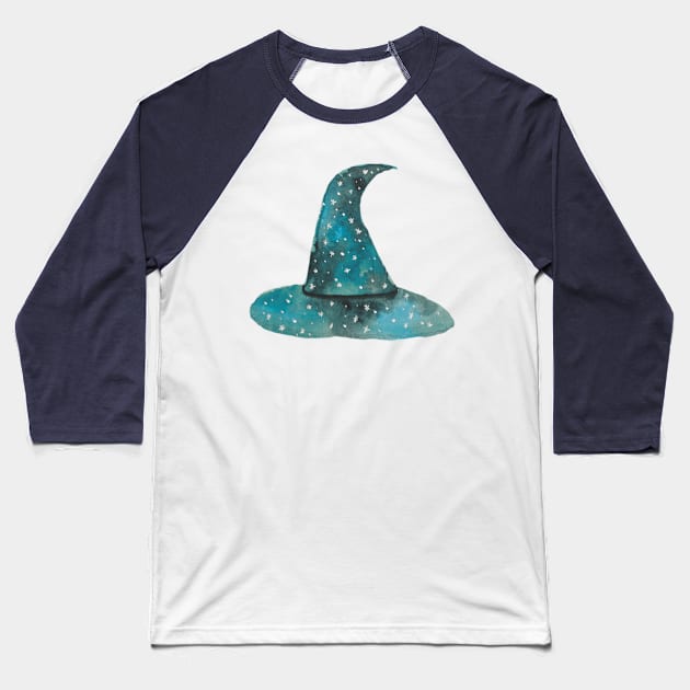 Watercolor Witch Hat Baseball T-Shirt by LMHDesigns